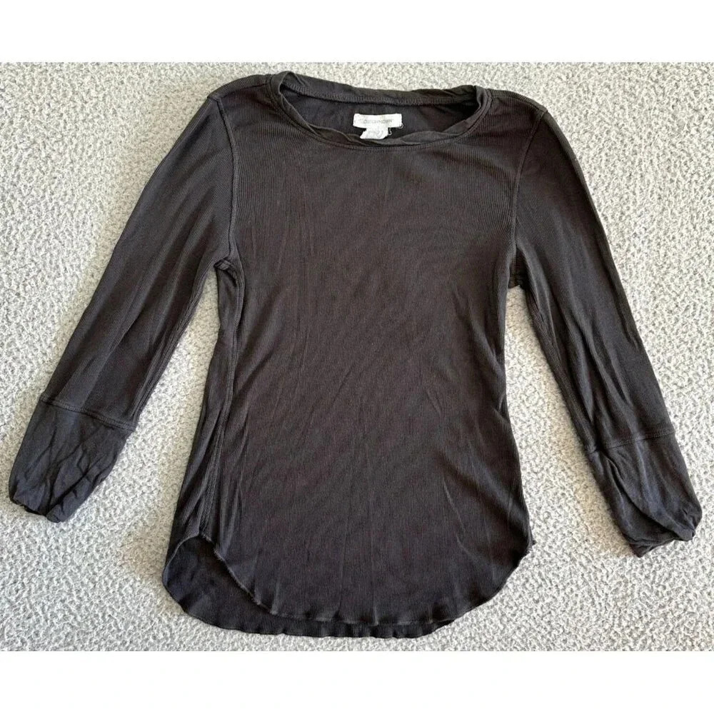 Outerknown Long Sleeve Shirt T Shirt Ribbed Grey High Low Hem